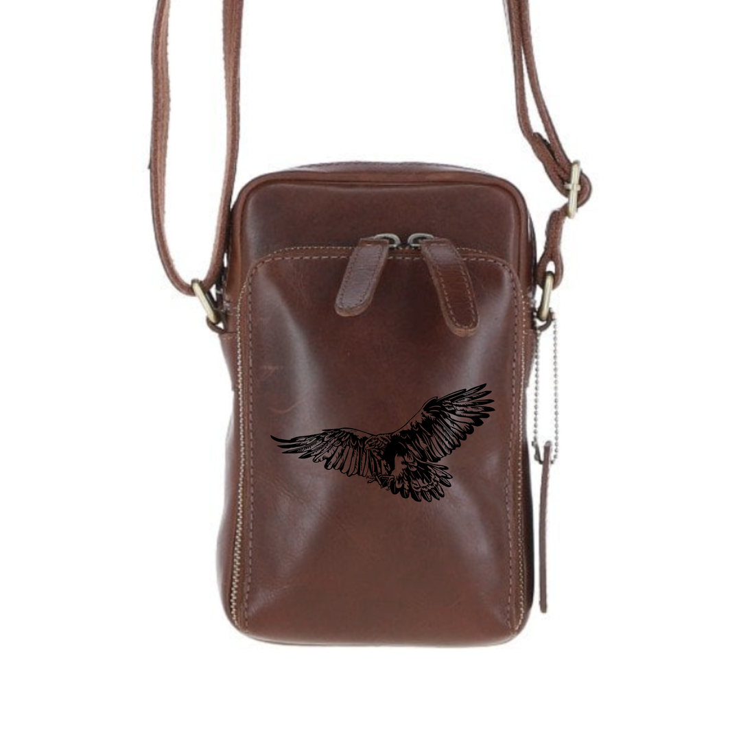 Personalised Eagle Leather Compact Crossbody Bag
