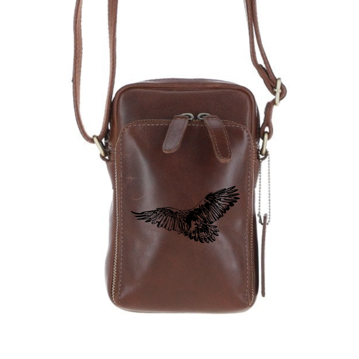 Personalised Eagle Leather Compact Crossbody Bag