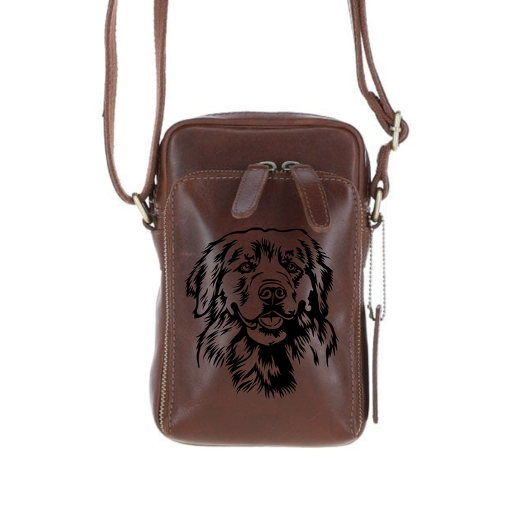 Personalised Golden Retriever Leather Compact Crossbody Bag