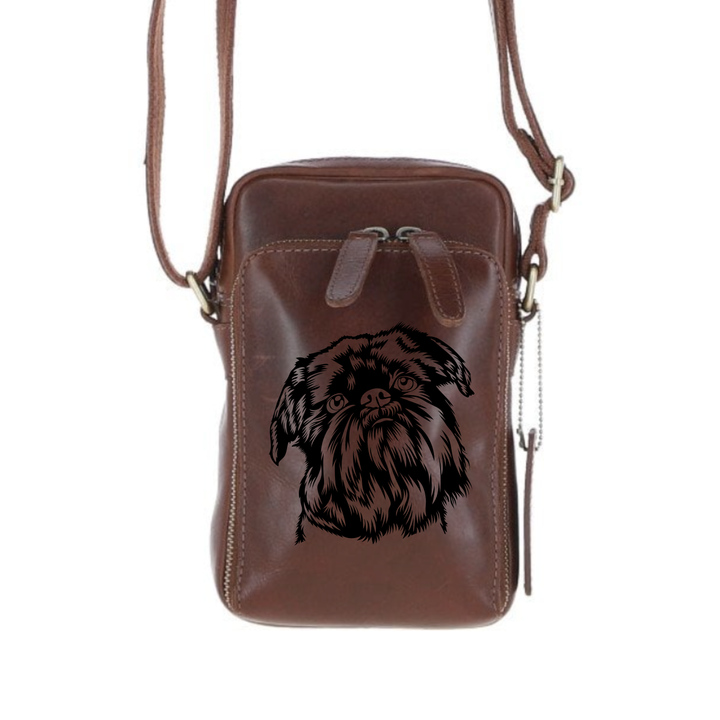 Personalised Griffon Bruxellois Leather Compact Crossbody Bag