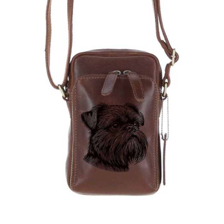 Personalised Griffon Bruxellois SP Leather Compact Crossbody Bag