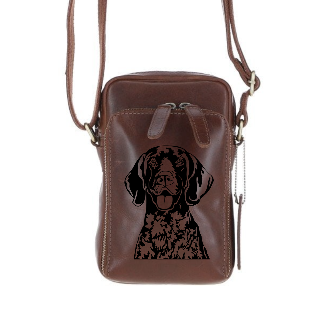 Personalised German Shorthaired Pointer Leather Compact Crossbody Bag
