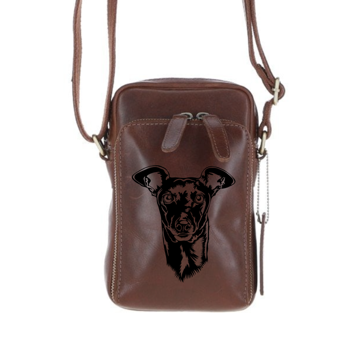 Personalised Italian Greyhound Leather Compact Crossbody Bag