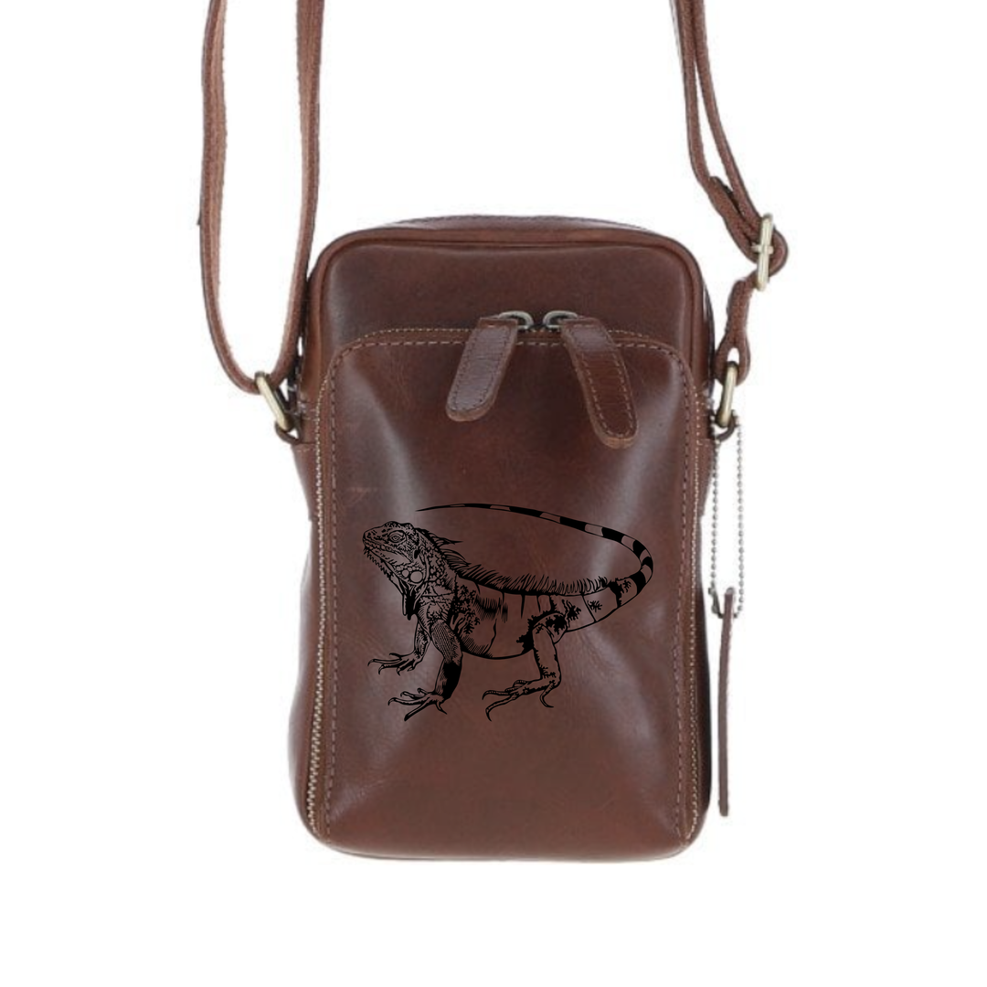 Personalised Iguana Leather Compact Crossbody Bag