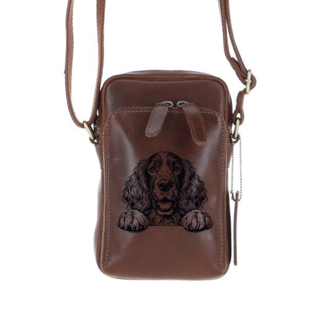 Personalised Irish Setter Paws Leather Compact Crossbody Bag