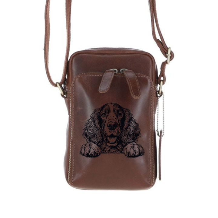 Personalised Irish Setter Paws Leather Compact Crossbody Bag