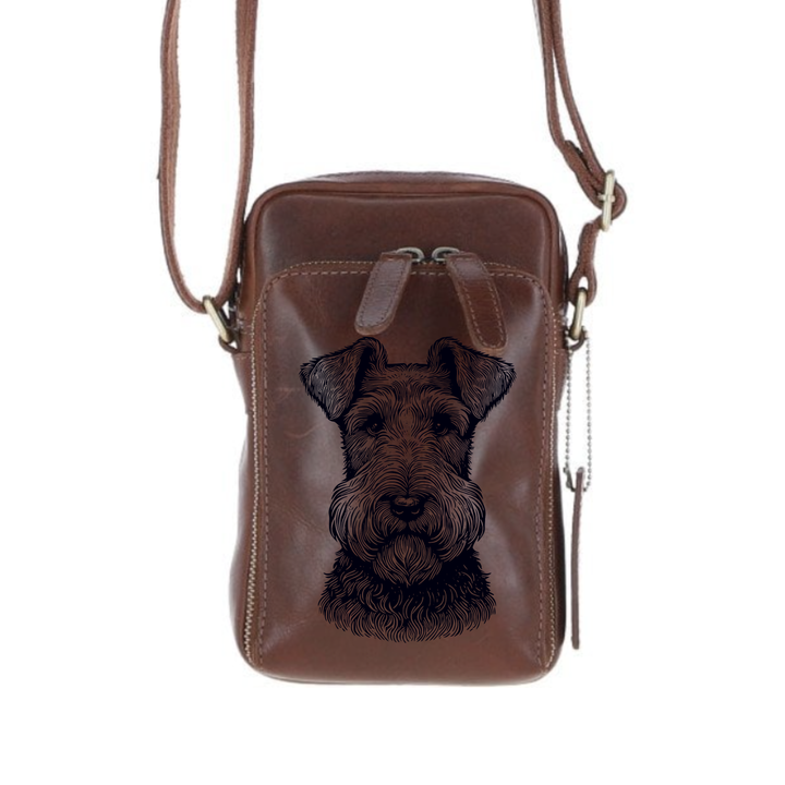 Personalised Irish Terrier Face Leather Compact Crossbody Bag