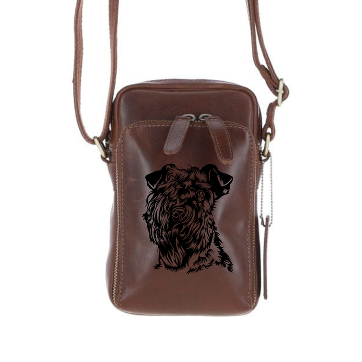 Personalised Kerry Blue Terrier Face Leather Compact Crossbody Bag