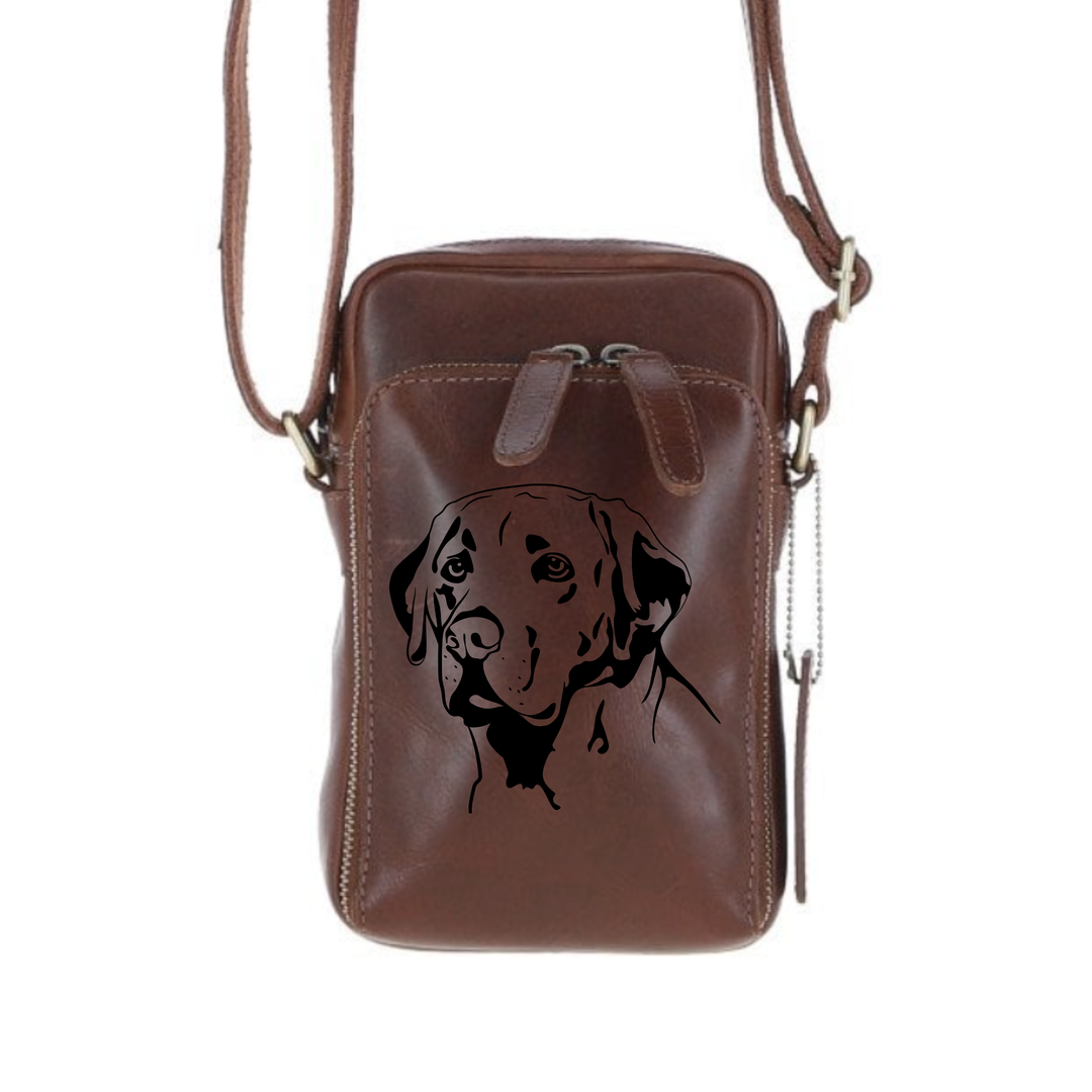 Personalised Labrador Leather Compact Crossbody Bag