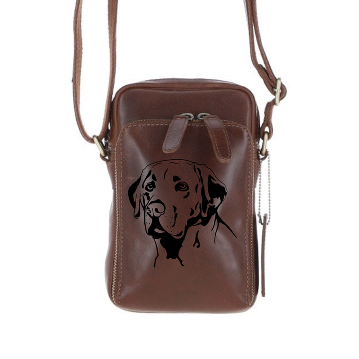 Personalised Labrador Leather Compact Crossbody Bag