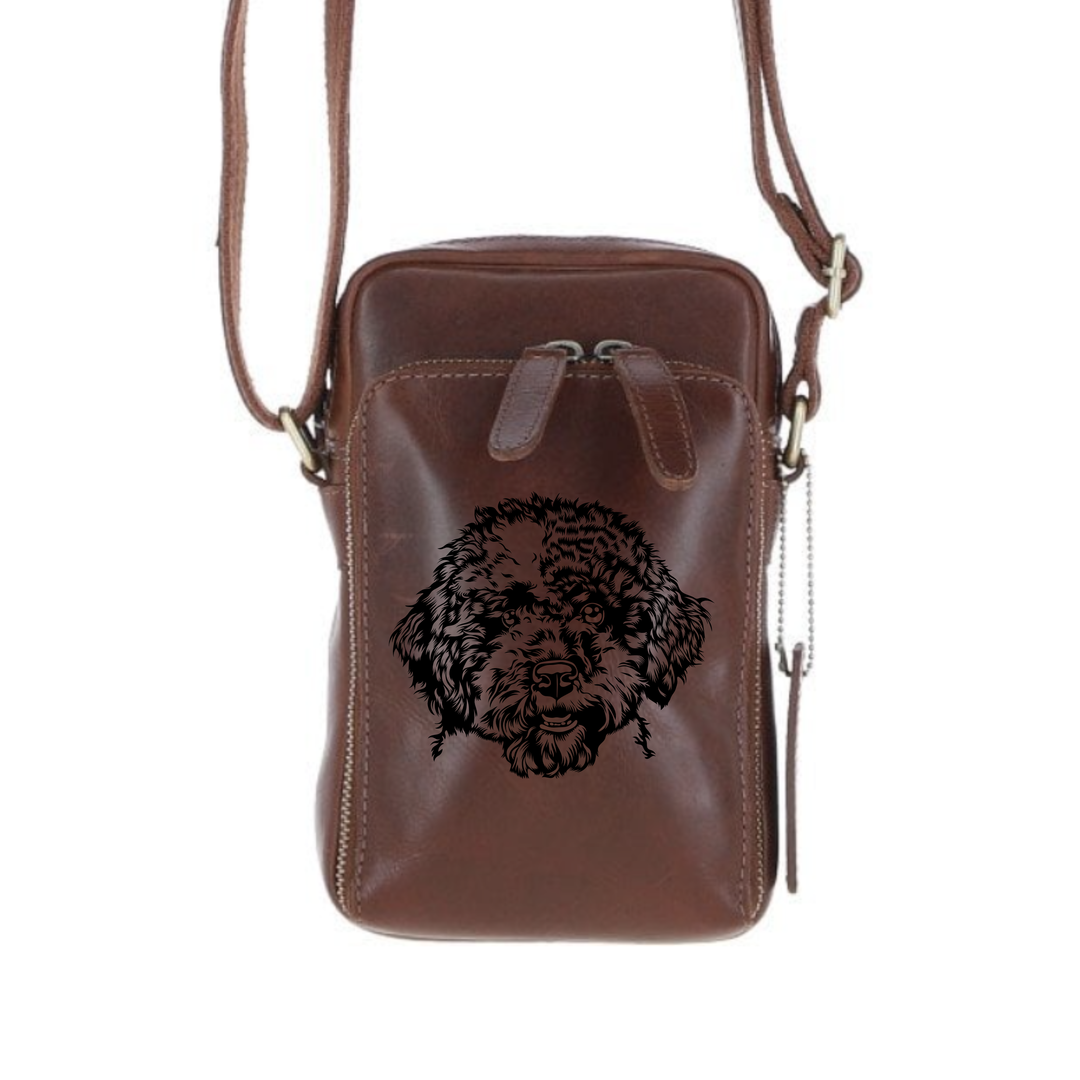 Personalised Lagotto Romagnolo Leather Compact Crossbody Bag