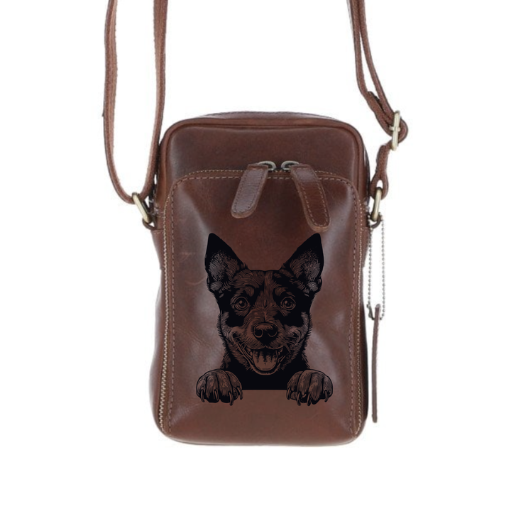 Personalised Lancashire Heeler Paws Leather Compact Crossbody Bag