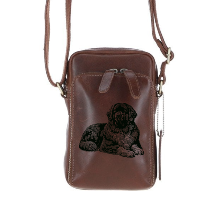 Personalised Newfoundland LD Leather Compact Crossbody Bag