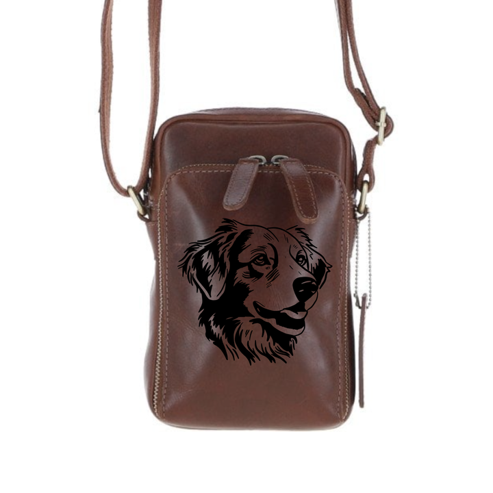 Personalised Nova Scotia Duck Tolling Retriever Toller Leather Compact Crossbody Bag