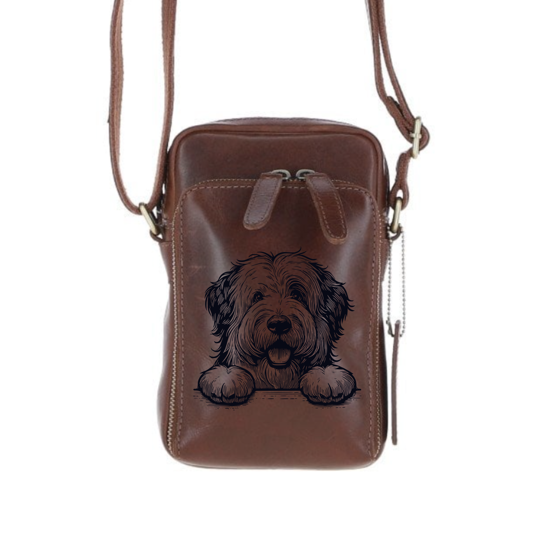 Personalised Old English Sheepdog Paws Leather Compact Crossbody Bag
