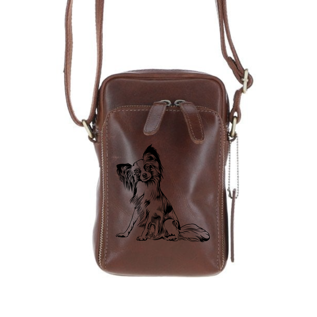 Personalised Papillon Leather Compact Crossbody Bag
