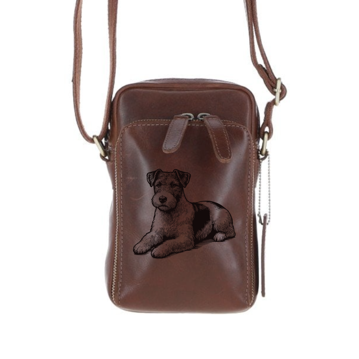 Personalised Parson Russell Terrier LD Leather Compact Crossbody Bag