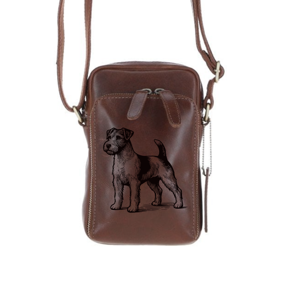 Personalised Parson Russell Terrier Standing Leather Compact Crossbody Bag