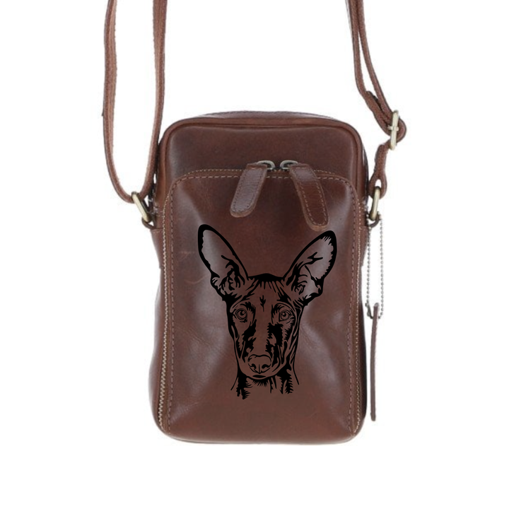 Personalised Pharaoh Hound Leather Compact Crossbody Bag