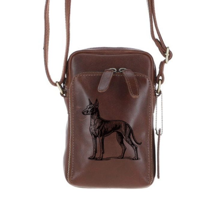Personalised Pharaoh Hound Standing Leather Compact Crossbody Bag
