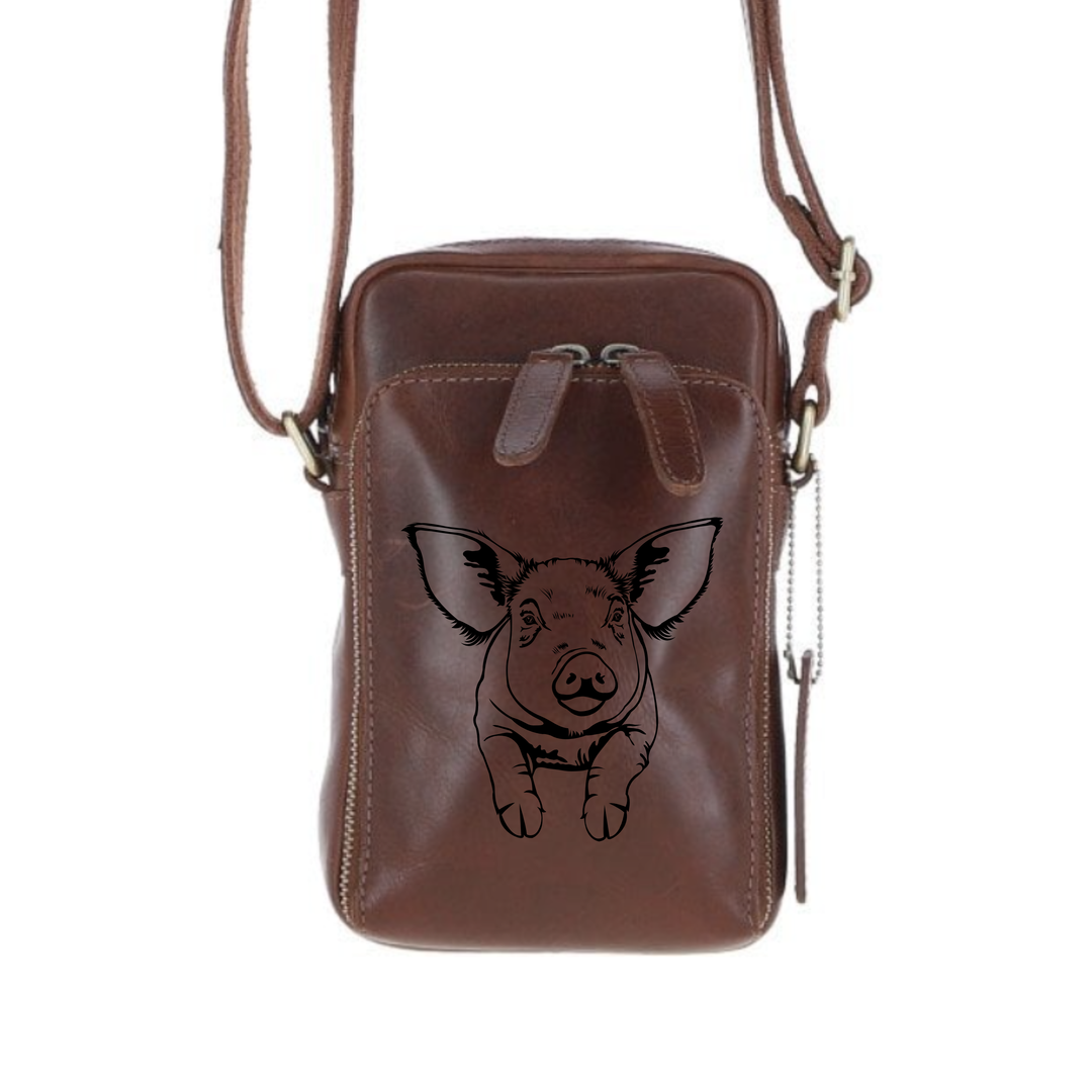 Personalised Pig Leather Compact Crossbody Bag