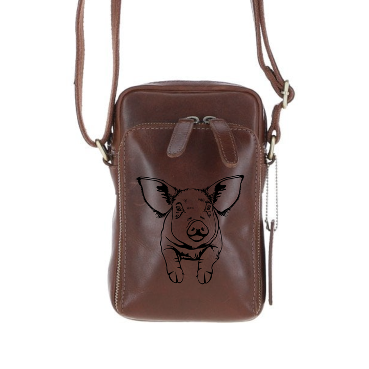Personalised Pig Leather Compact Crossbody Bag