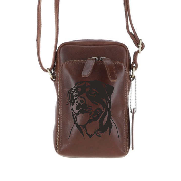 Personalised Rottweiler Leather Compact Crossbody Bag