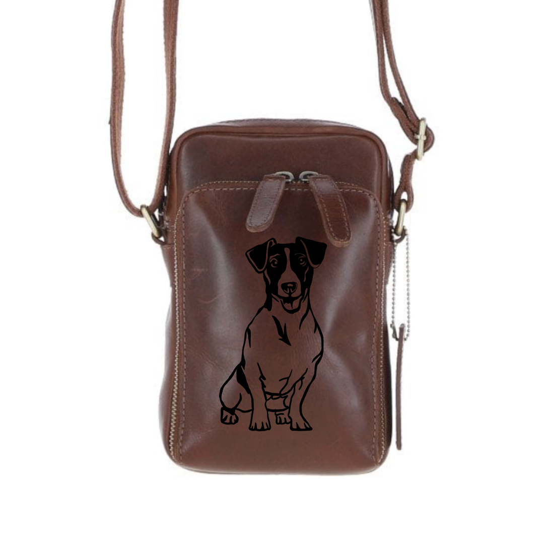 Personalised Smooth Jack Russell Terrier Leather Compact Crossbody Bag