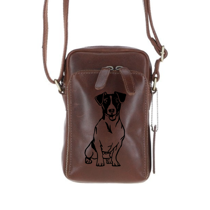 Personalised Smooth Jack Russell Terrier Leather Compact Crossbody Bag