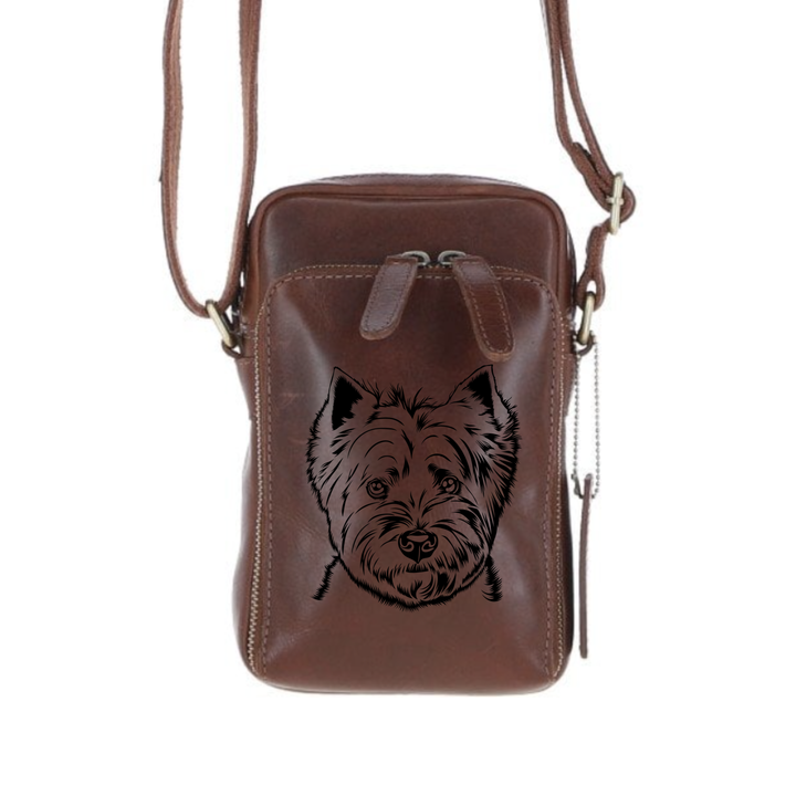 Personalised West Highland Terrier Westie Leather Compact Crossbody Bag