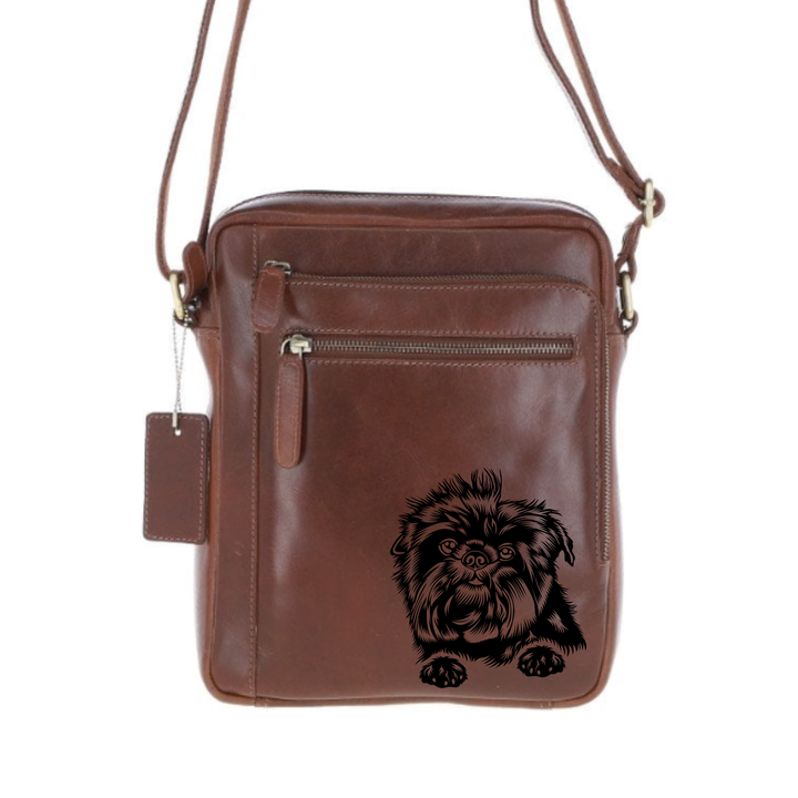 Personalised Affenpinscher Engraved Leather Crossbody Bag