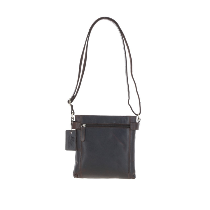 German Spitz Face Engraved Leather Two Section Zip Top Crossbody Bag