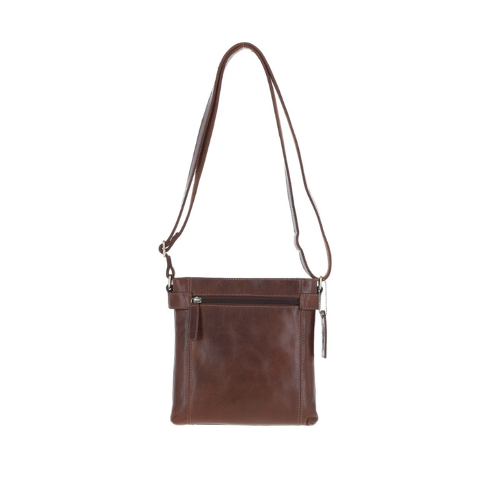 German Spitz Face Engraved Leather Two Section Zip Top Crossbody Bag