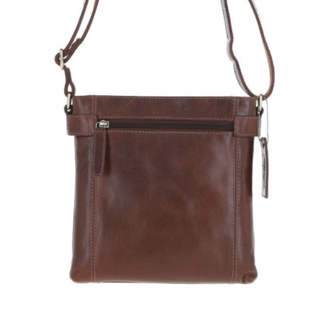 German Spitz Face Engraved Leather Two Section Zip Top Crossbody Bag
