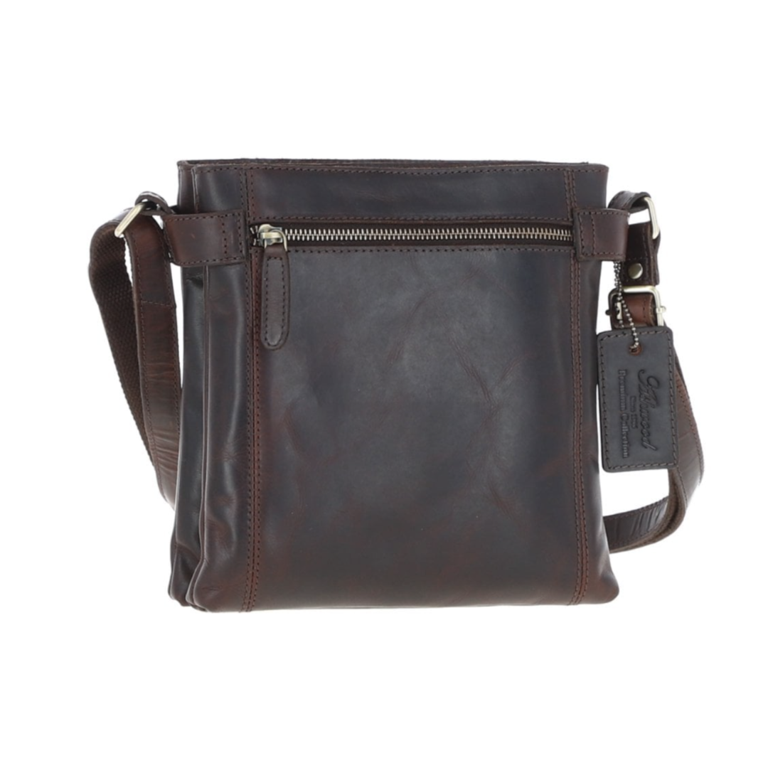 German Spitz Face Engraved Leather Two Section Zip Top Crossbody Bag
