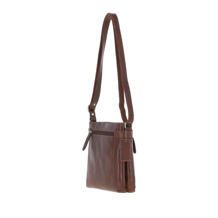 German Spitz Face Engraved Leather Two Section Zip Top Crossbody Bag
