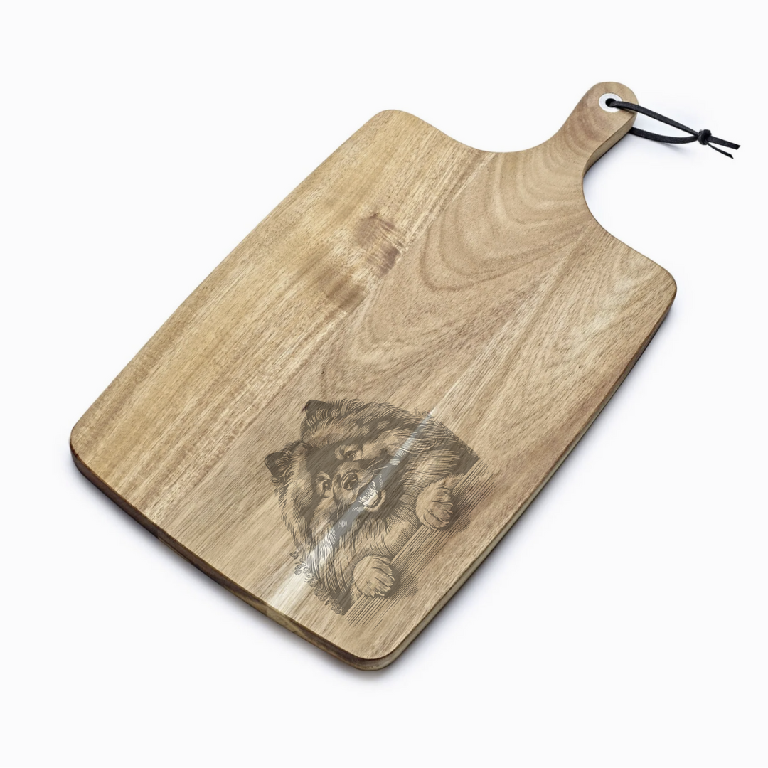 Personalised Keeshond Paws Engraved Acacia Serving Board