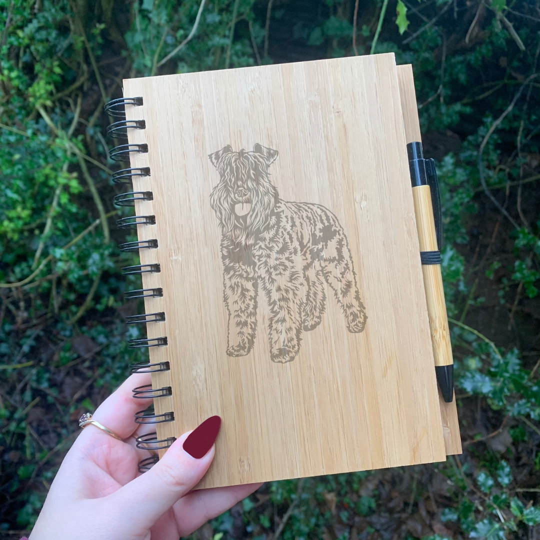 Kerry Blue Terrier Body Illustration Engraved Notebook
