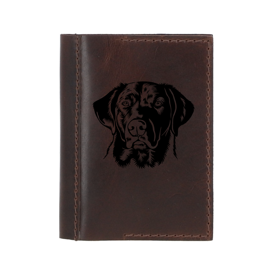 Personalised Dark Labrador Leather Sleeve & Notebook