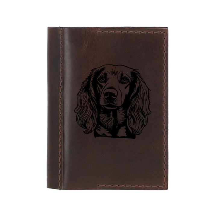 Personalised Longhaired Dachshund Face Leather Sleeve & Notebook