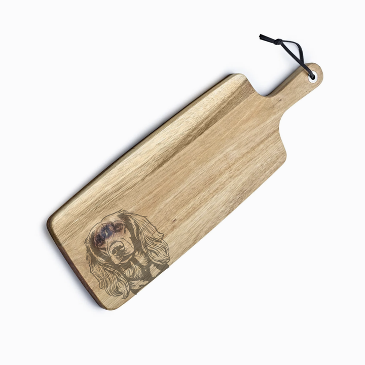 Personalised Longhaired Dachshund Engraved Acacia Serving Board