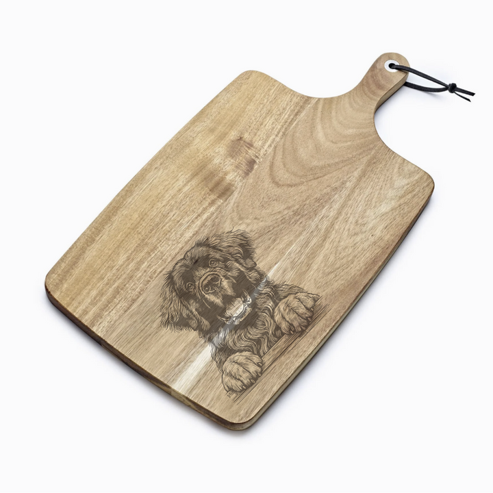 Personalised Leonberger Paws Engraved Acacia Serving Board