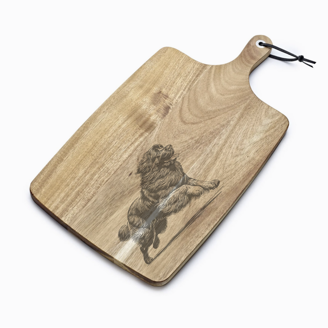Personalised Running Leonberger Engraved Acacia Serving Board