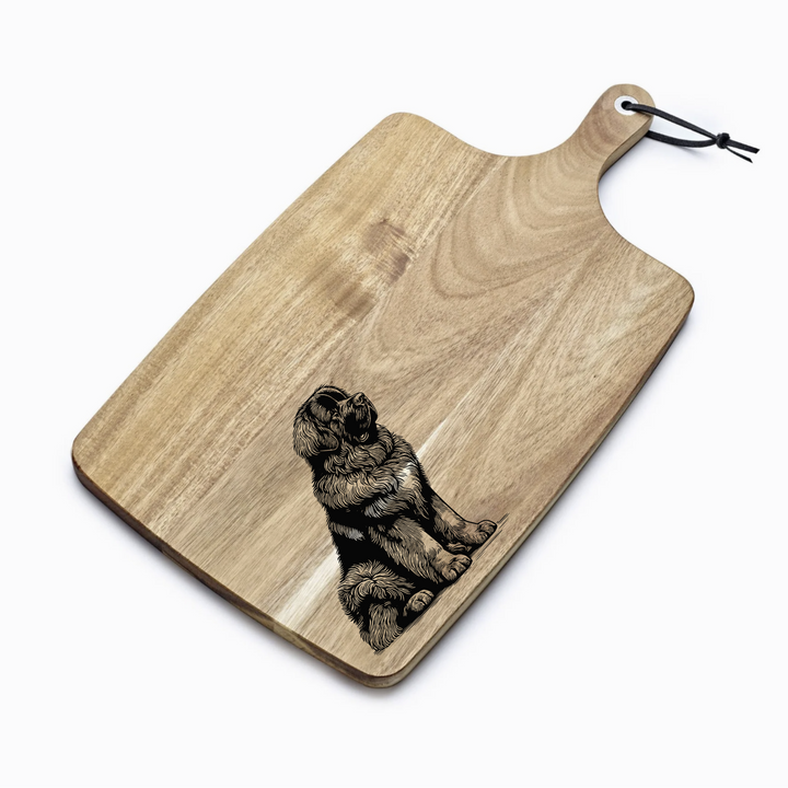 Personalised Sitting Leonberger Engraved Acacia Serving Board