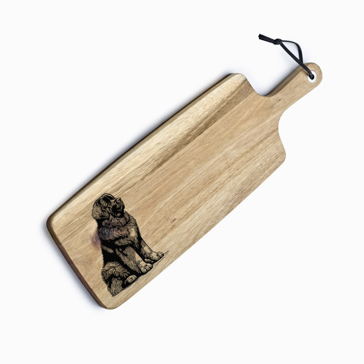 Personalised Sitting Leonberger Engraved Acacia Serving Board