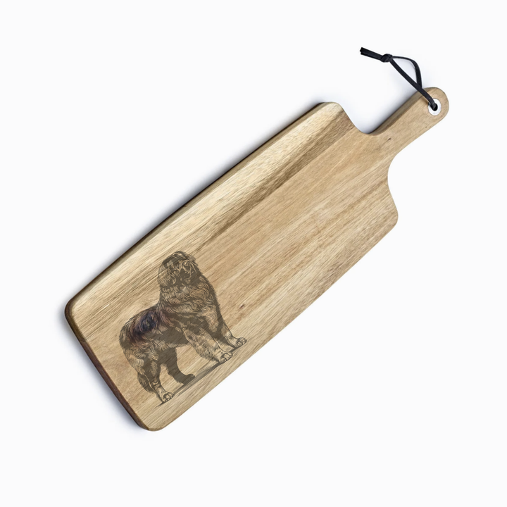 Personalised Standing Leonberger Engraved Acacia Serving Board