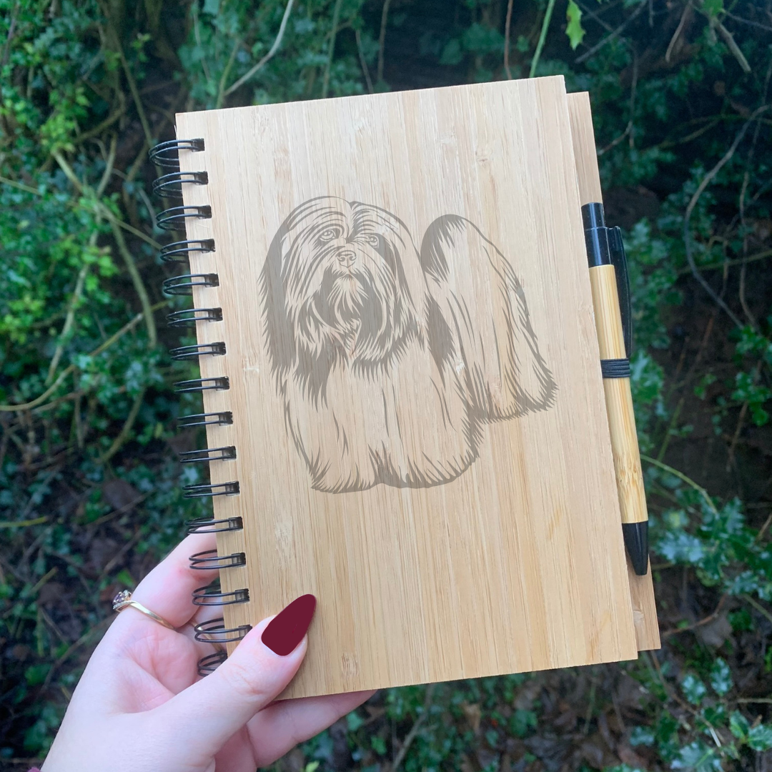 Lhasa Apso Standing Illustration Engraved Notebook