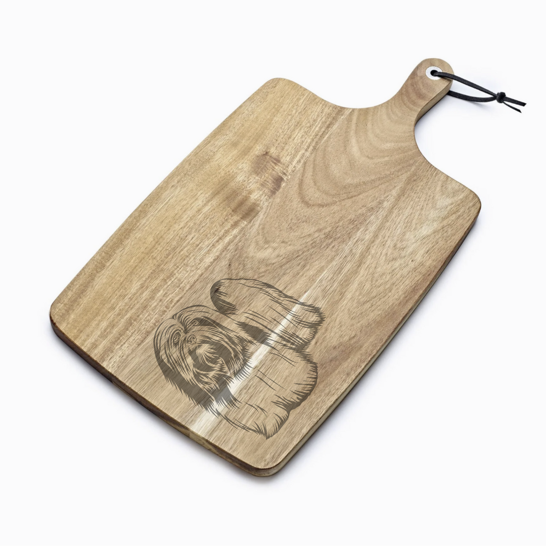 Personalised Lhasa Apso Standing Engraved Acacia Serving Board