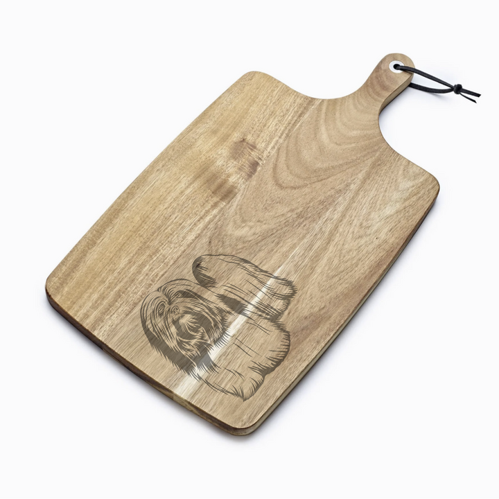 Personalised Lhasa Apso Standing Engraved Acacia Serving Board