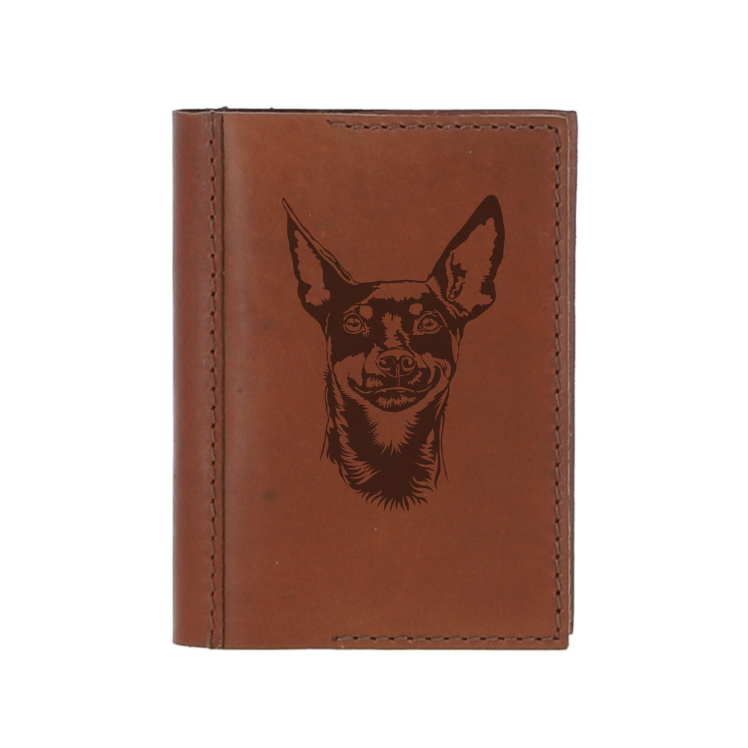 Personalised Miniature Pinscher Leather Sleeve & Notebook